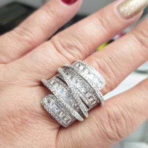 Size 9 Elegant Spiral Mega Statement Cocktail Ring Boss Lady